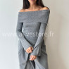 PULL GEMMA GRIS COL BARDOT FEMME – ALIVE STORE