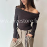 PULL GEMMA GRIS COL BARDOT FEMME – ALIVE STORE
