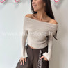 PULL GEMMA GRIS COL BARDOT FEMME – ALIVE STORE