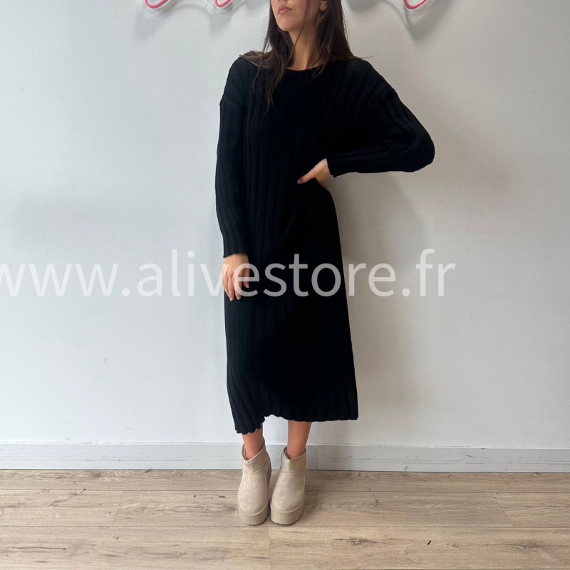 ROBE APRIL MAILLE CÔTELÉE TAUPE – ALIVE STORE