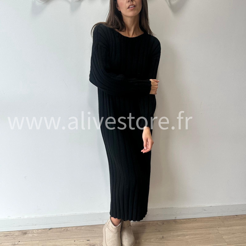 ROBE APRIL MAILLE CÔTELÉE TAUPE – ALIVE STORE