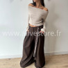 PANTALON LOU LARGE BEIGE AVEC FOULARD – ALIVE STORE