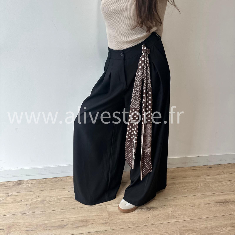 PANTALON LOU LARGE BEIGE AVEC FOULARD – ALIVE STORE