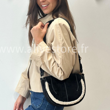 SAC JAVA BANDOULIÈRE MARRON SUÉDINE – ALIVE STORE