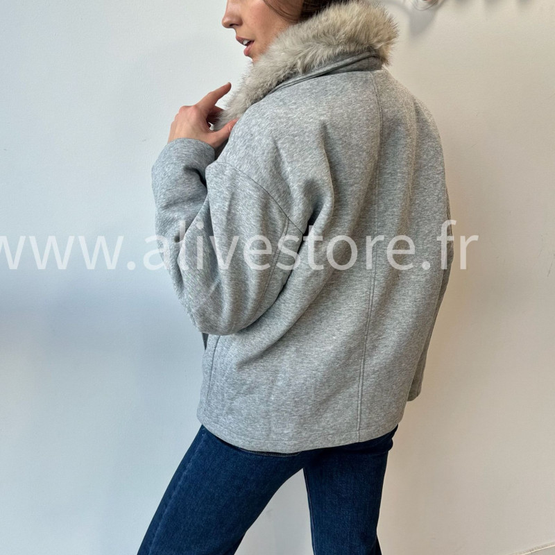 VESTE MIA À COL FOURRURE – ALIVE STORE