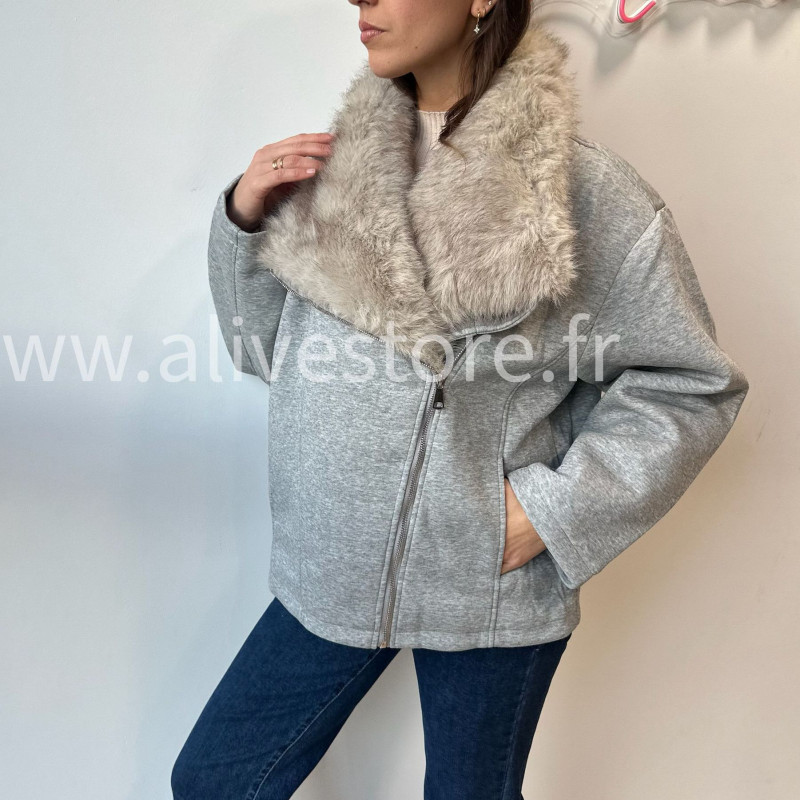VESTE MIA À COL FOURRURE – ALIVE STORE