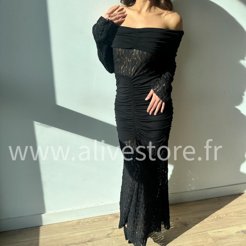 ROBE LÉNA EN DENTELLE BORDEAUX – ALIVE STORE