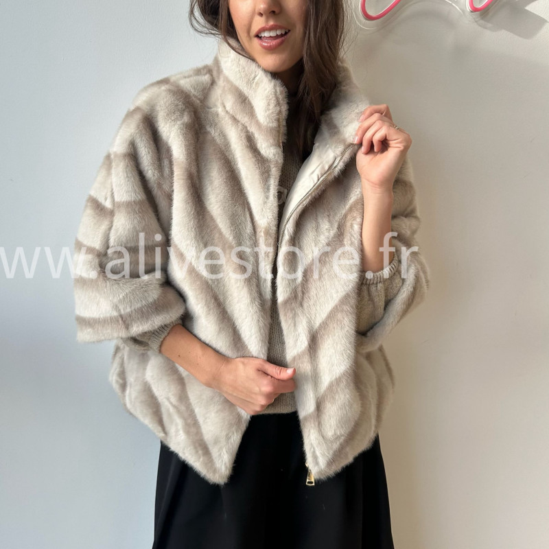 Fourrure Léa femme veste douce manches 3 4 Alive Store