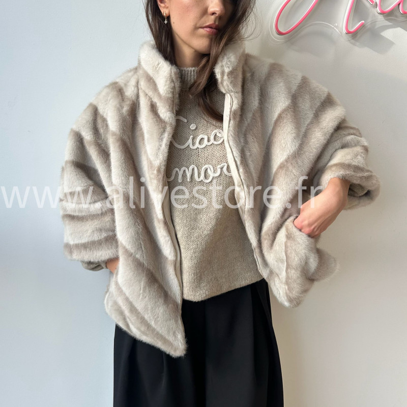 Fourrure Léa femme veste douce manches 3 4 Alive Store