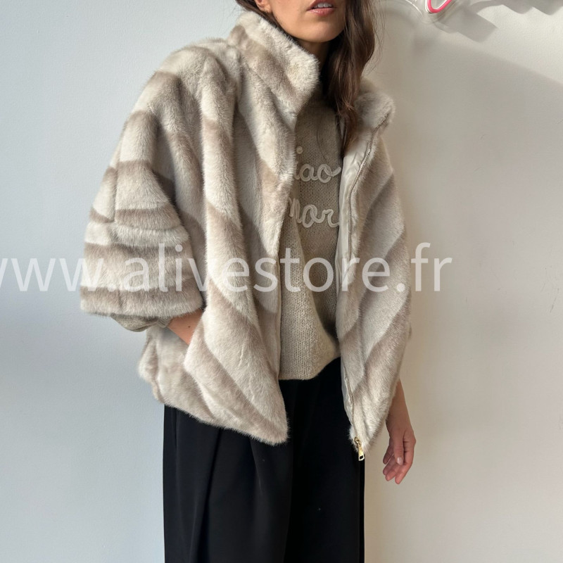 Fourrure Léa femme veste douce manches 3 4 Alive Store