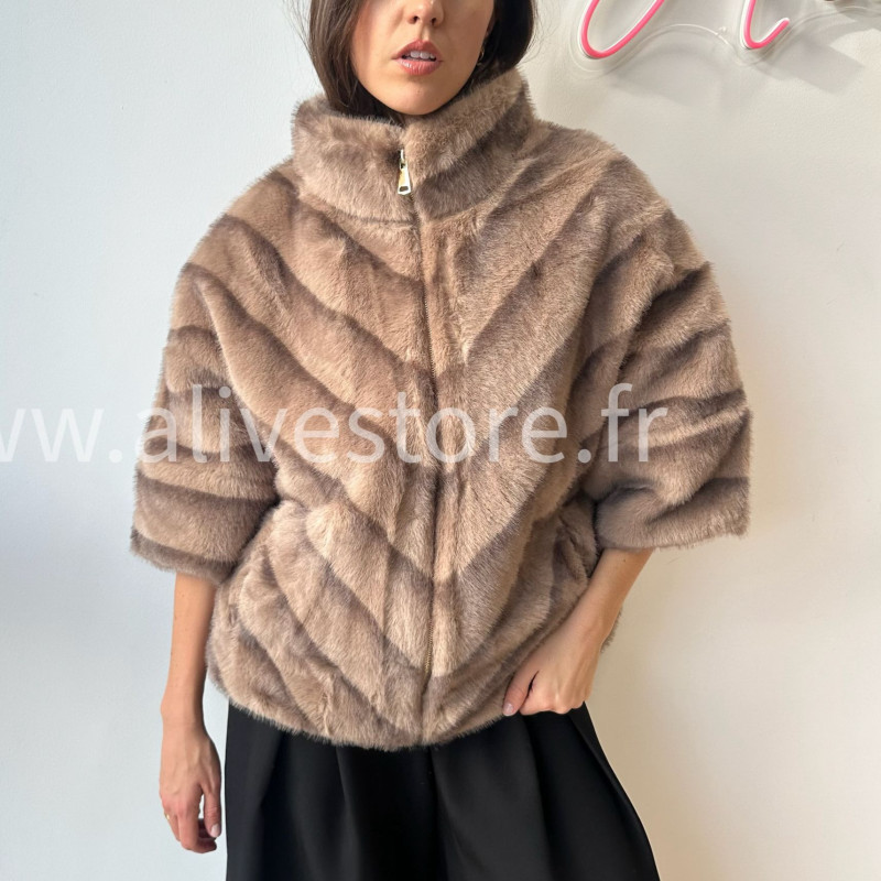 Fourrure Léa femme veste douce manches 3 4 Alive Store