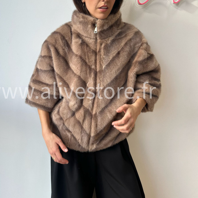 Fourrure Léa femme veste douce manches 3 4 Alive Store
