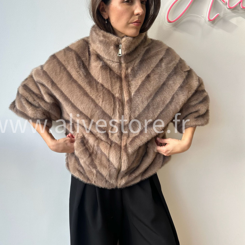 Fourrure Léa femme veste douce manches 3 4 Alive Store