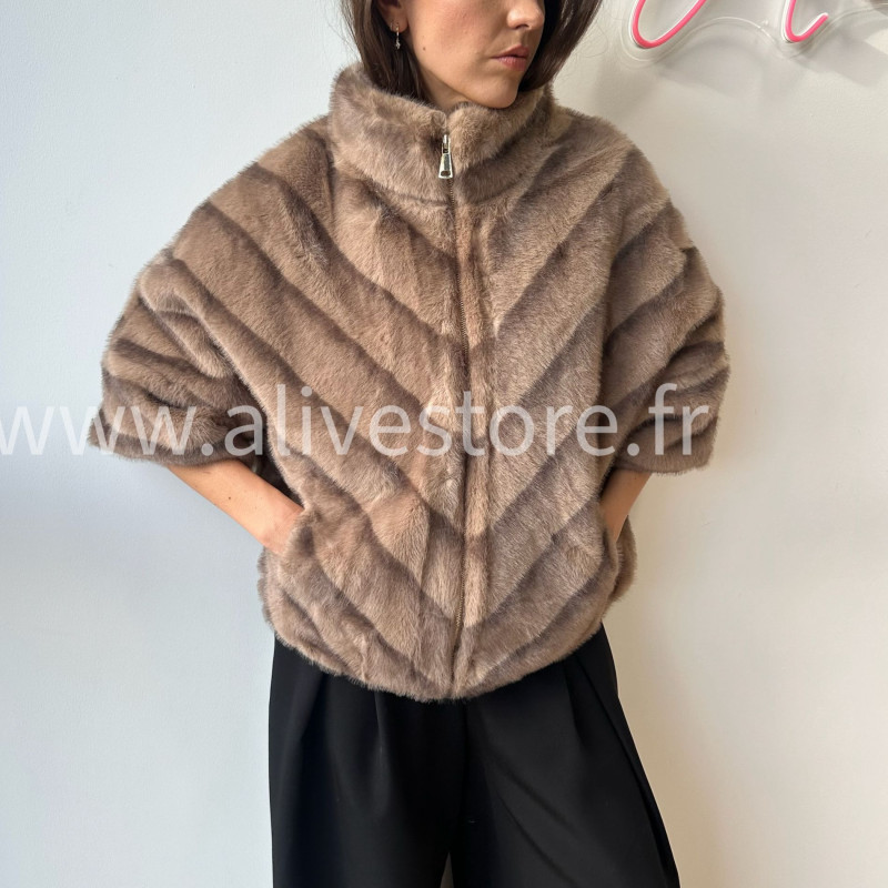 Fourrure Léa femme veste douce manches 3 4 Alive Store