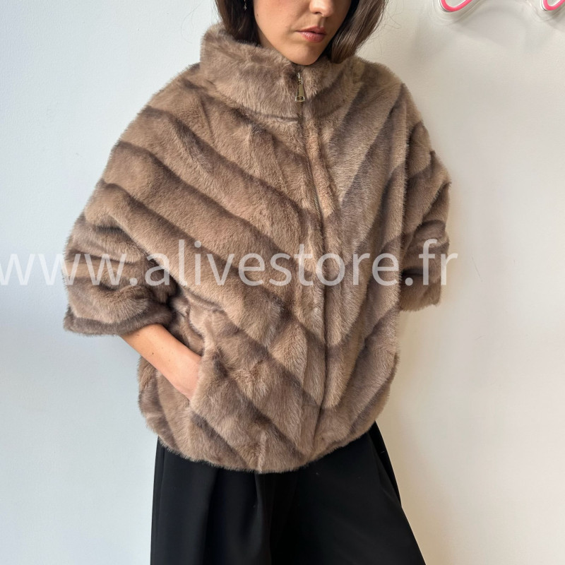 Fourrure Léa femme veste douce manches 3 4 Alive Store