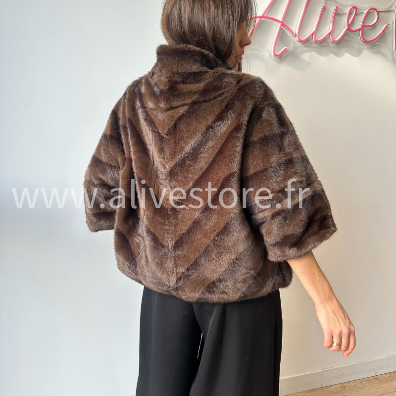 Fourrure Léa femme veste douce manches 3 4 Alive Store