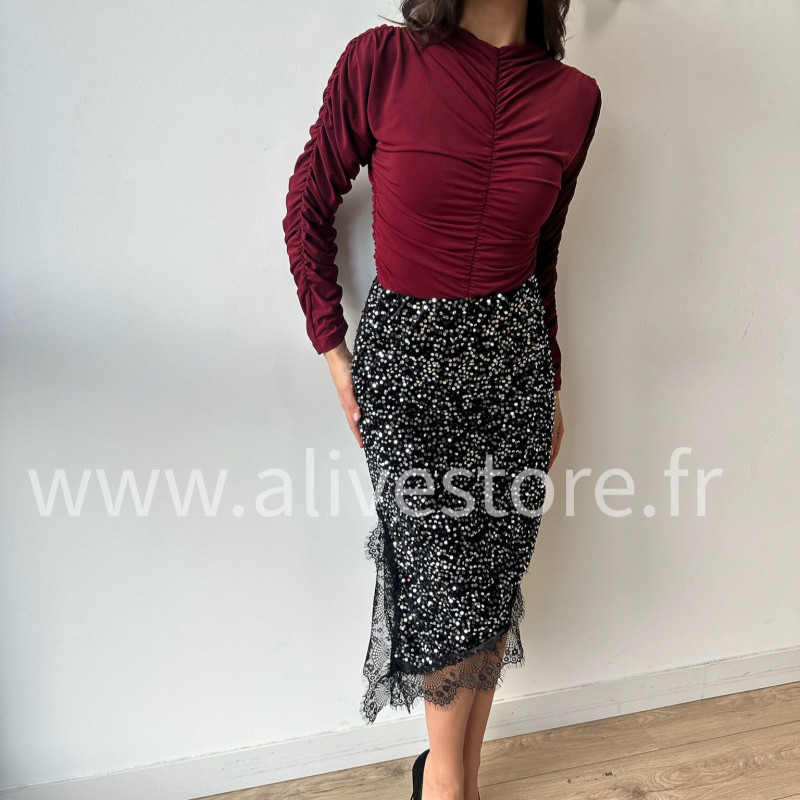 Jupe Sofia sequins dentelle femme soirée Alive Store