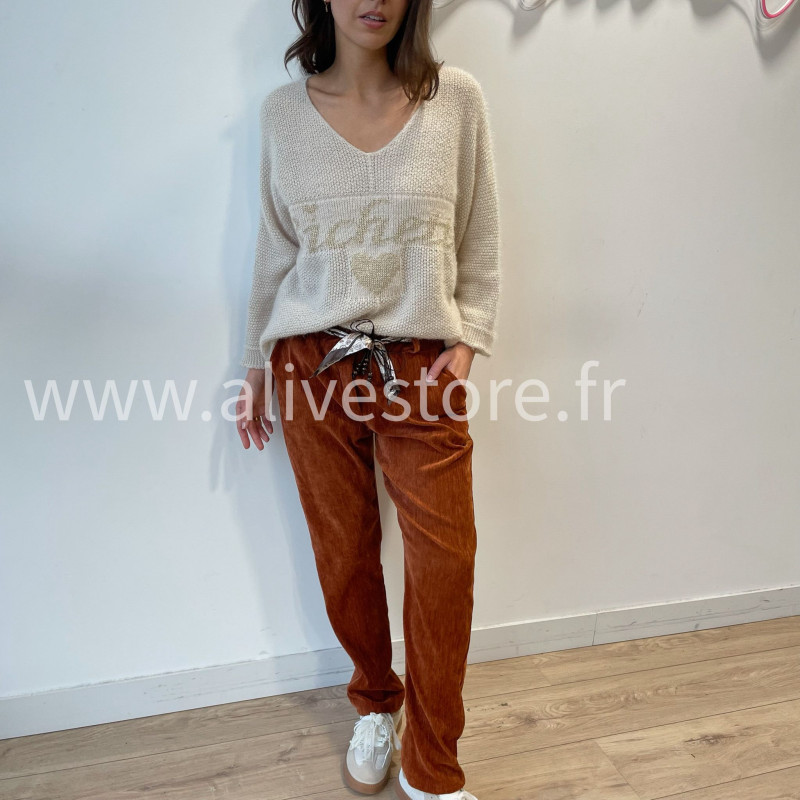 Pantalon Nora femme avec ceinture foulard – Alive Store