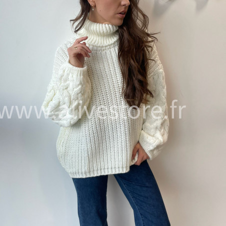 Pull Tracy torsadé femme col roulé – Alive Store