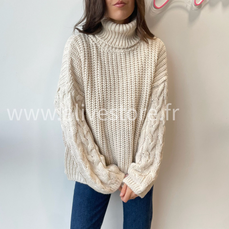 Pull Tracy torsadé femme col roulé – Alive Store