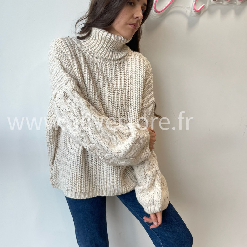 Pull Tracy torsadé femme col roulé – Alive Store