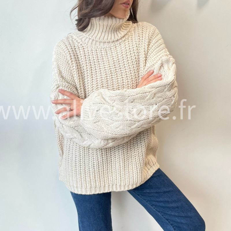 Pull Tracy torsadé femme col roulé – Alive Store
