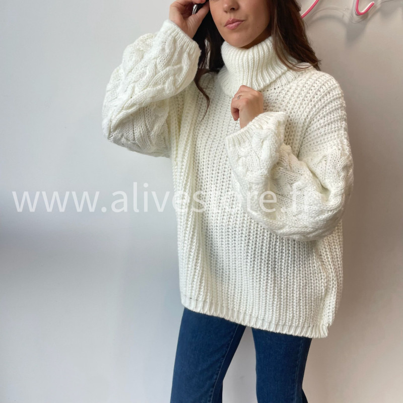Pull Tracy torsadé femme col roulé – Alive Store
