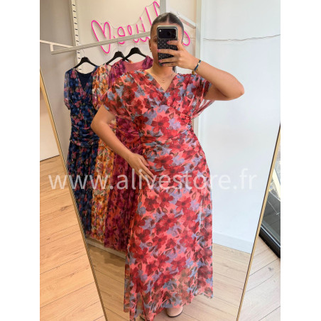 ROBE FLEURIE DRAPÉE LUCIA