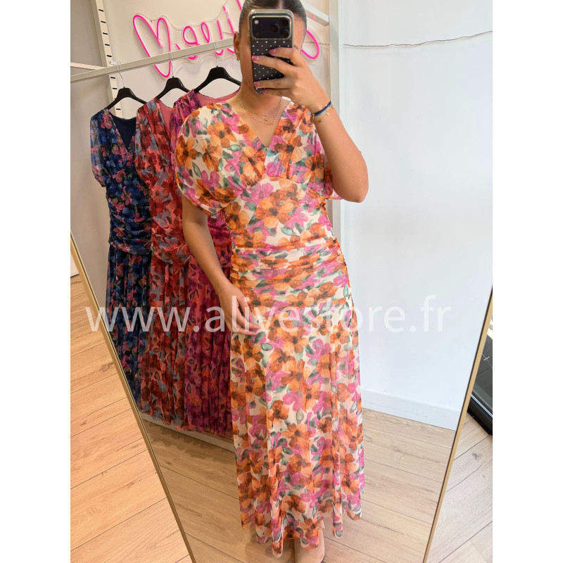 ROBE FLEURIE DRAPÉE LUCIA