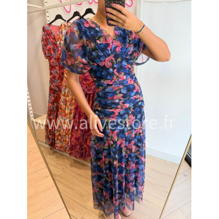 ROBE FLEURIE DRAPÉE LUCIA