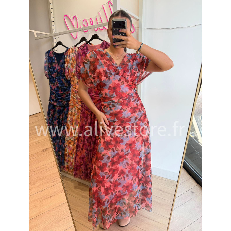 ROBE FLEURIE DRAPÉE LUCIA