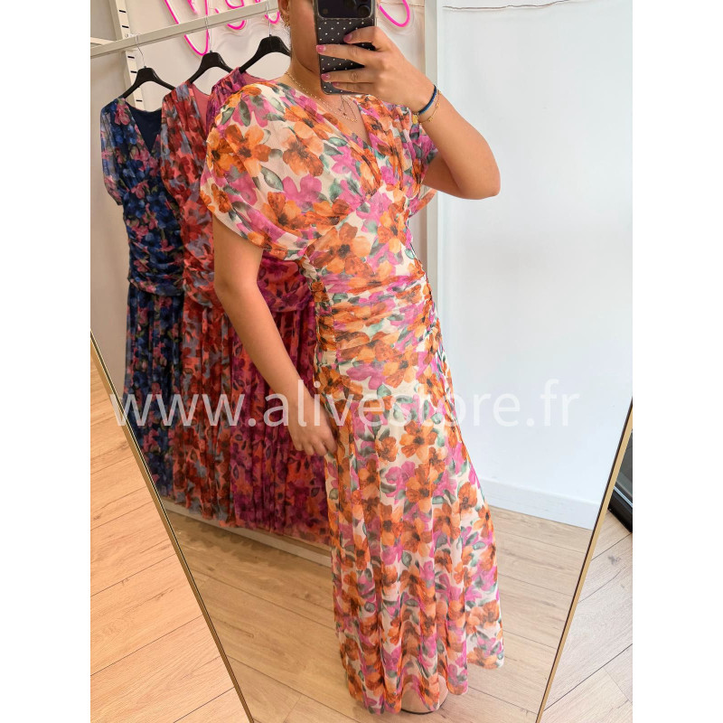 ROBE FLEURIE DRAPÉE LUCIA