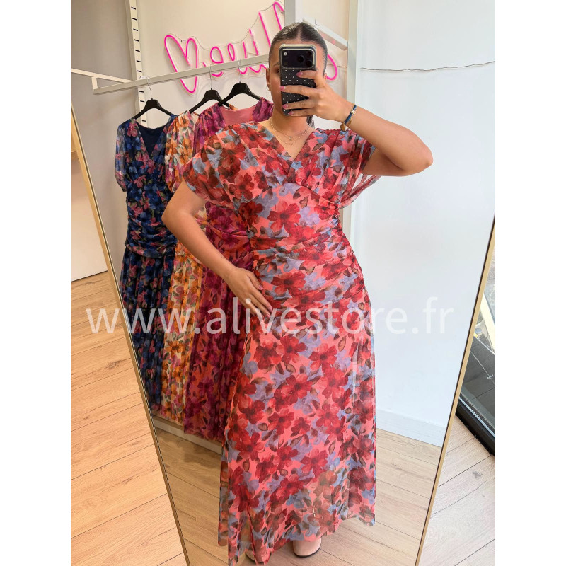 ROBE FLEURIE DRAPÉE LUCIA