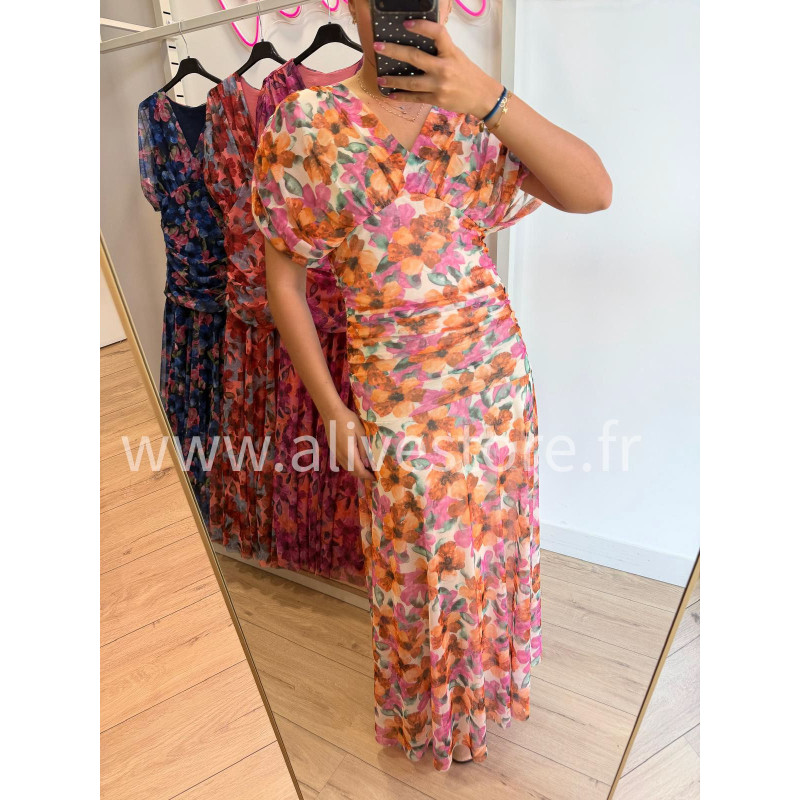 ROBE FLEURIE DRAPÉE LUCIA