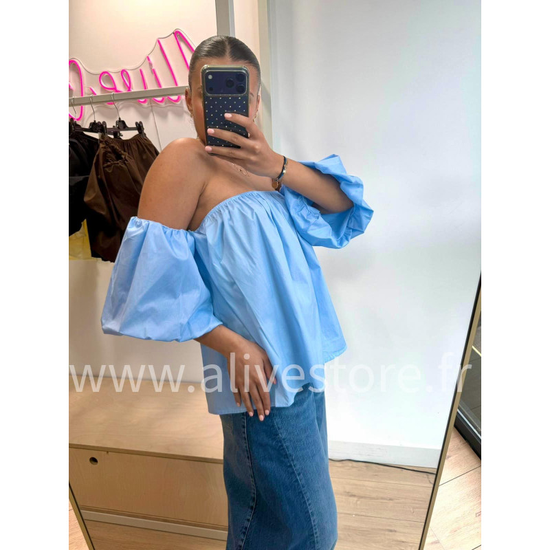 TOP BUSTIER MANCHES BOUFFANTES LÉA
