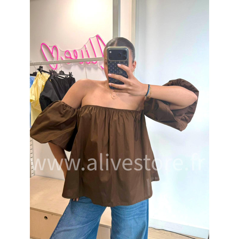 TOP BUSTIER MANCHES BOUFFANTES LÉA